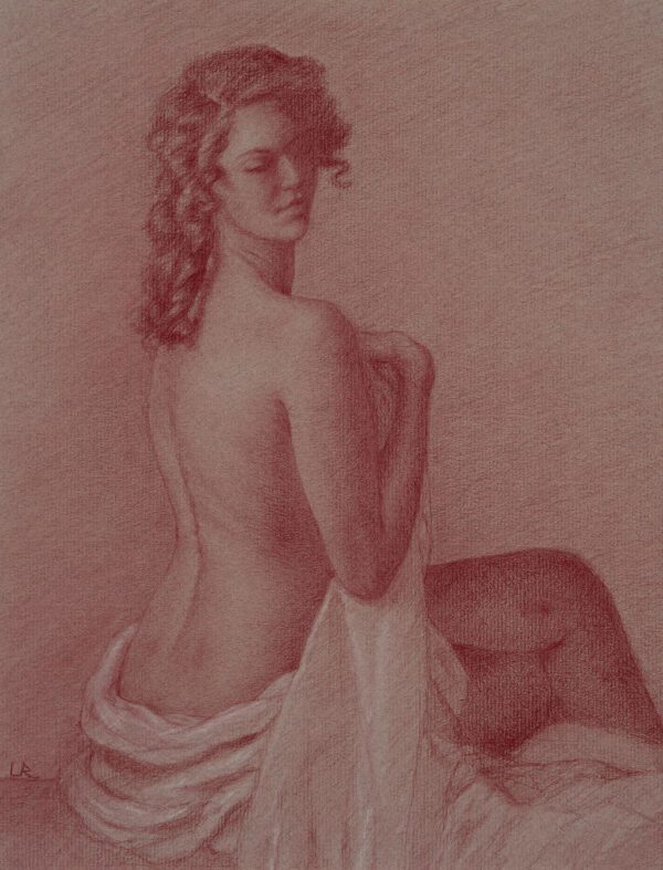 Female Nude Back, in Red Pencil and White Chalk