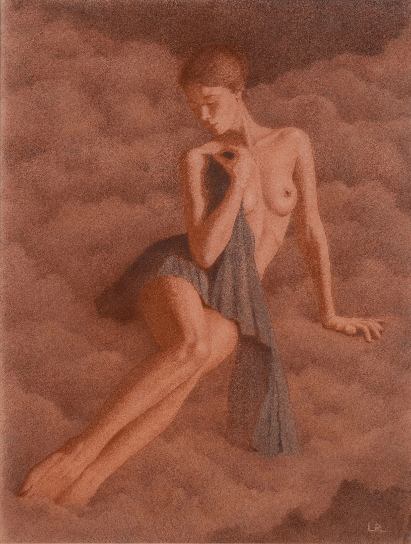 Figurative drawing in pastel pencil