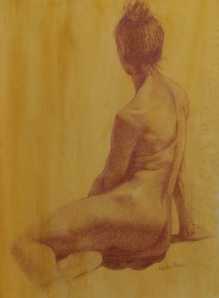 Nude Figure in Red Pencil