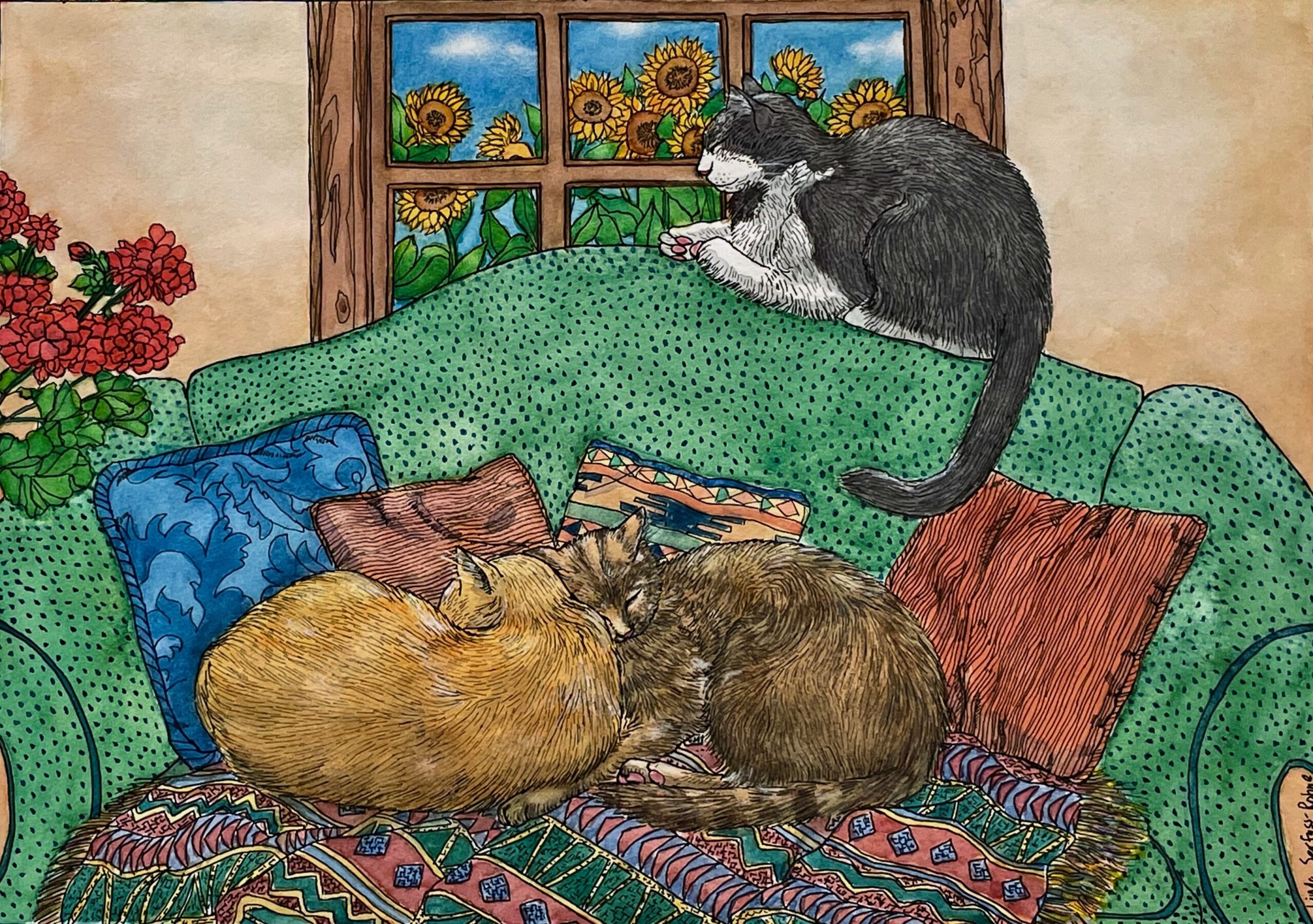 Cats Napping Illustration