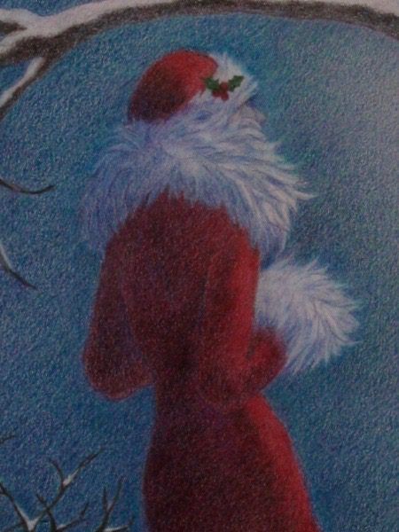 Cat Greeting Card Drawing 8 x 10 Colored pencil